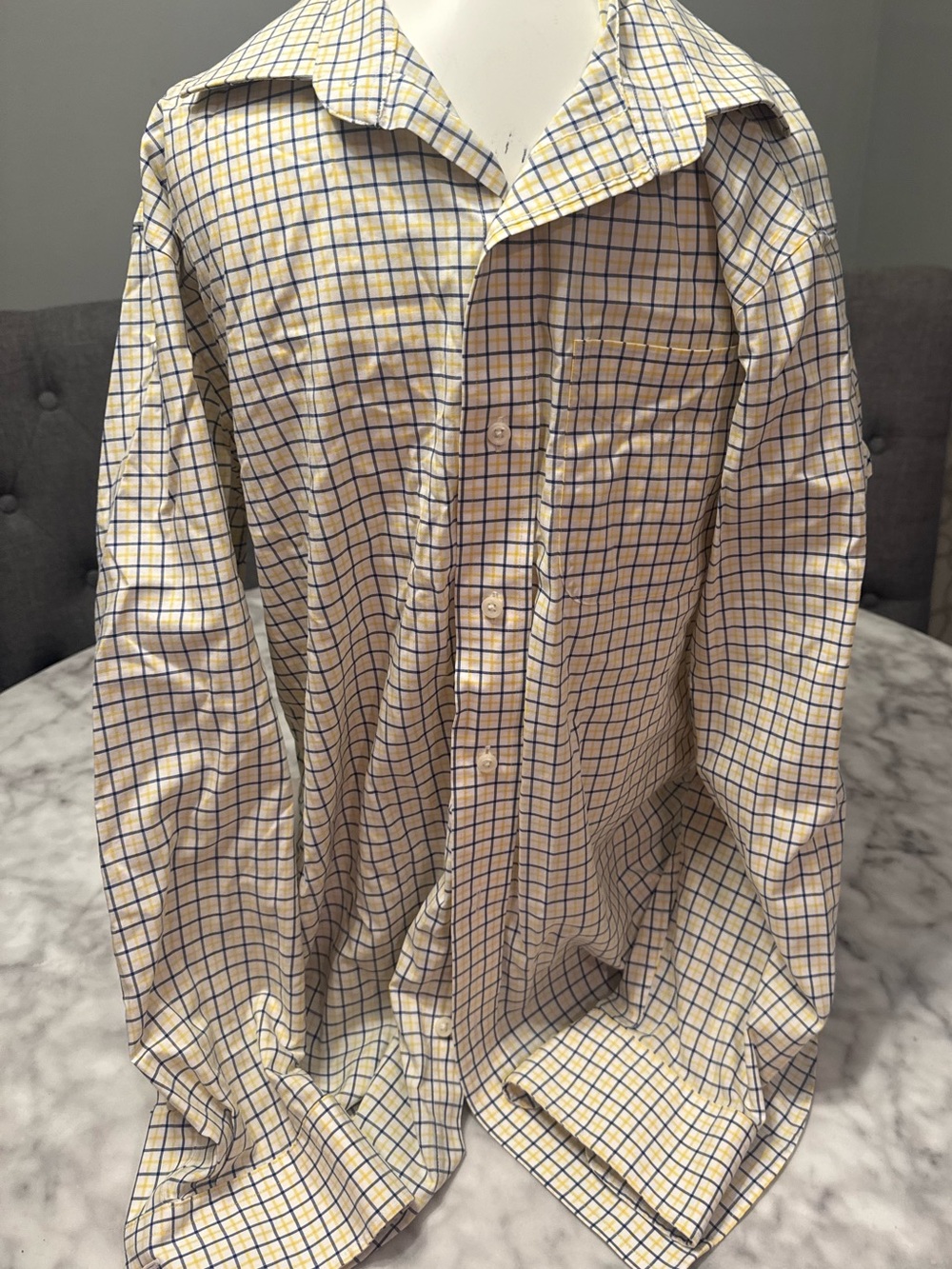 Ralph Lauren Yellow and Blue Windowpane Button-Down Shirt